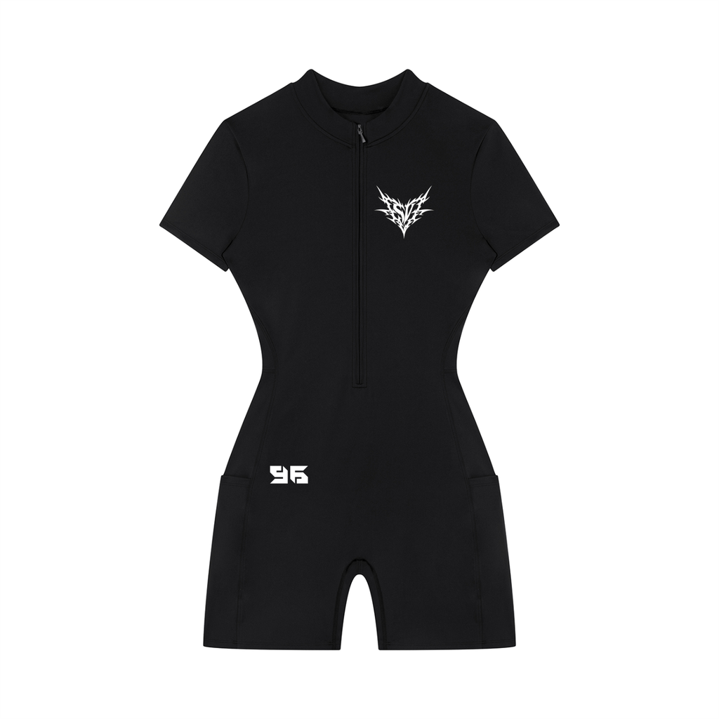 Women's Quarter-Zip Short Sleeve Romper
