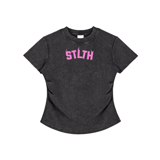 Vintaged-Wash Bodycon Cotton T-Shirt