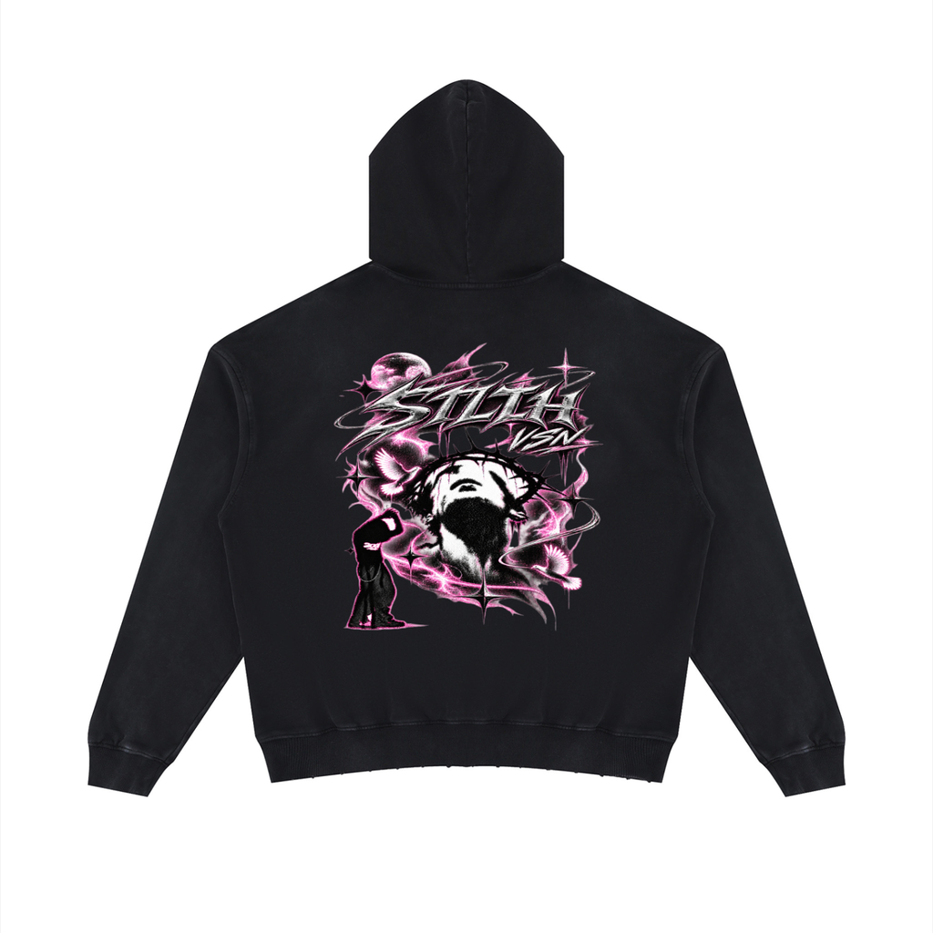 Unisex Mineral Wash Distressed Hoodie