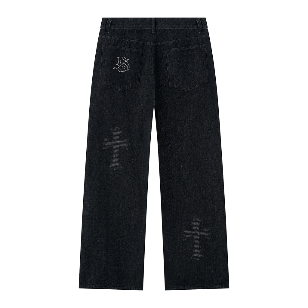 Men's Vintage Wash Wide Leg Denim Jeans