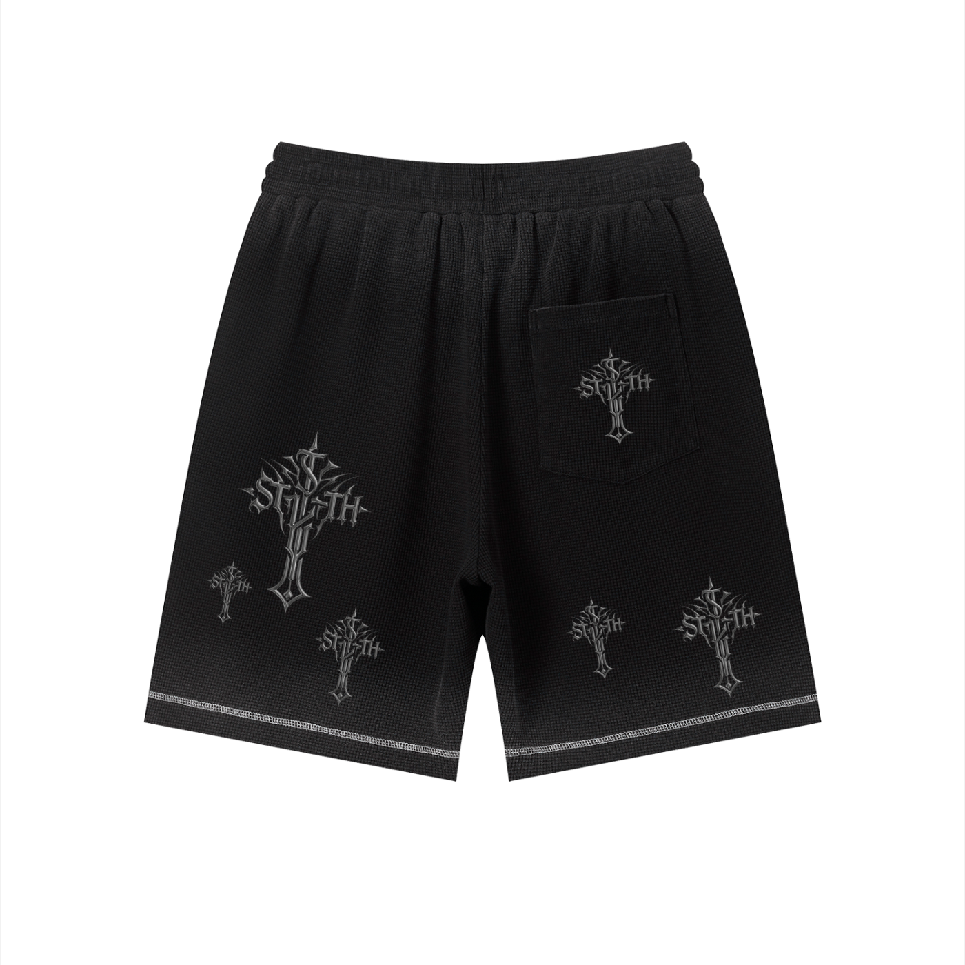 Unisex Sunfade Waffle Raw Hem Shorts