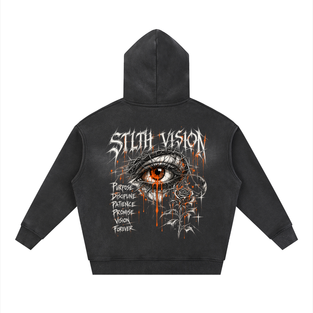 Sunfade Two-way Zipper Boxy Fleece Hoodie