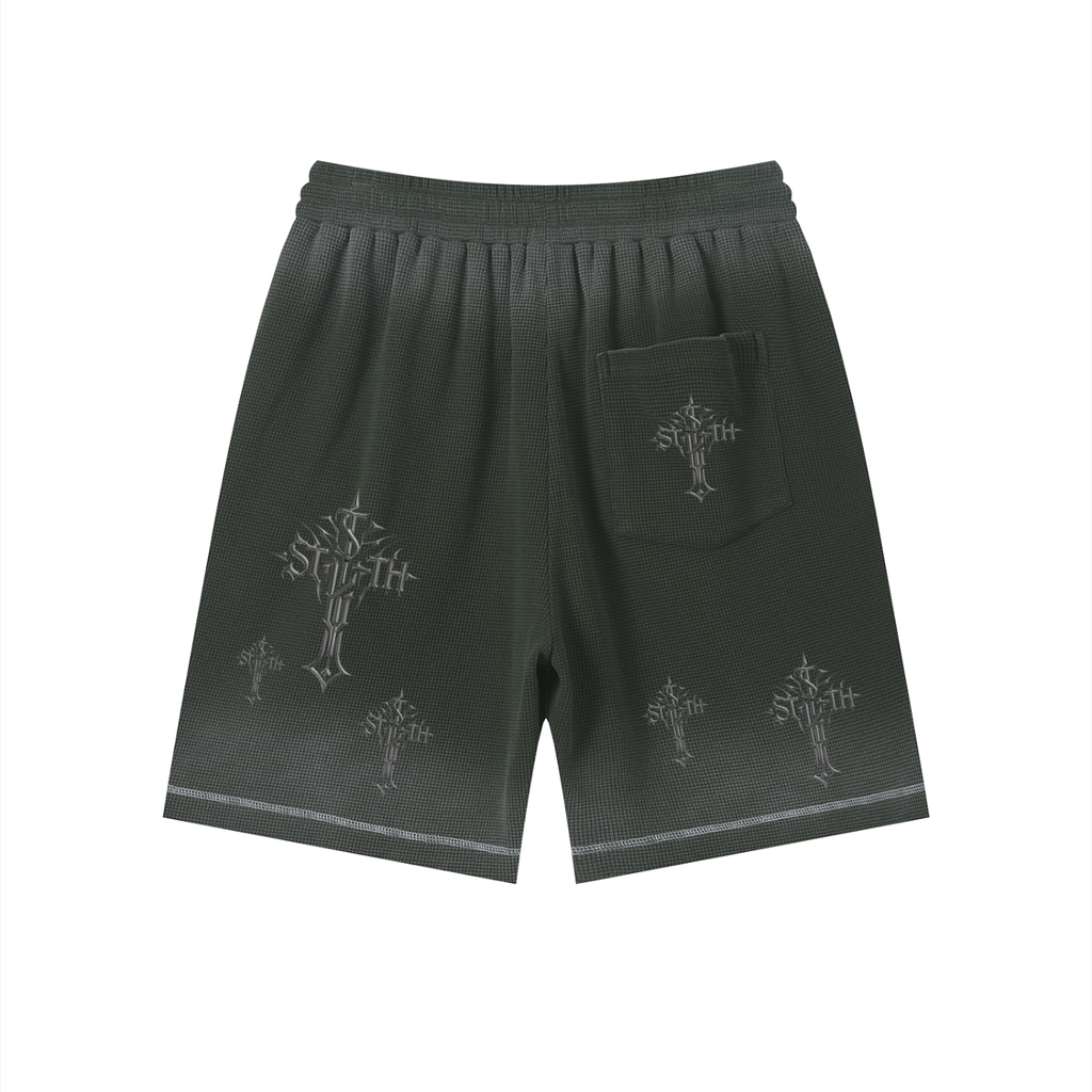 Cross Waffle Hem Shorts Set
