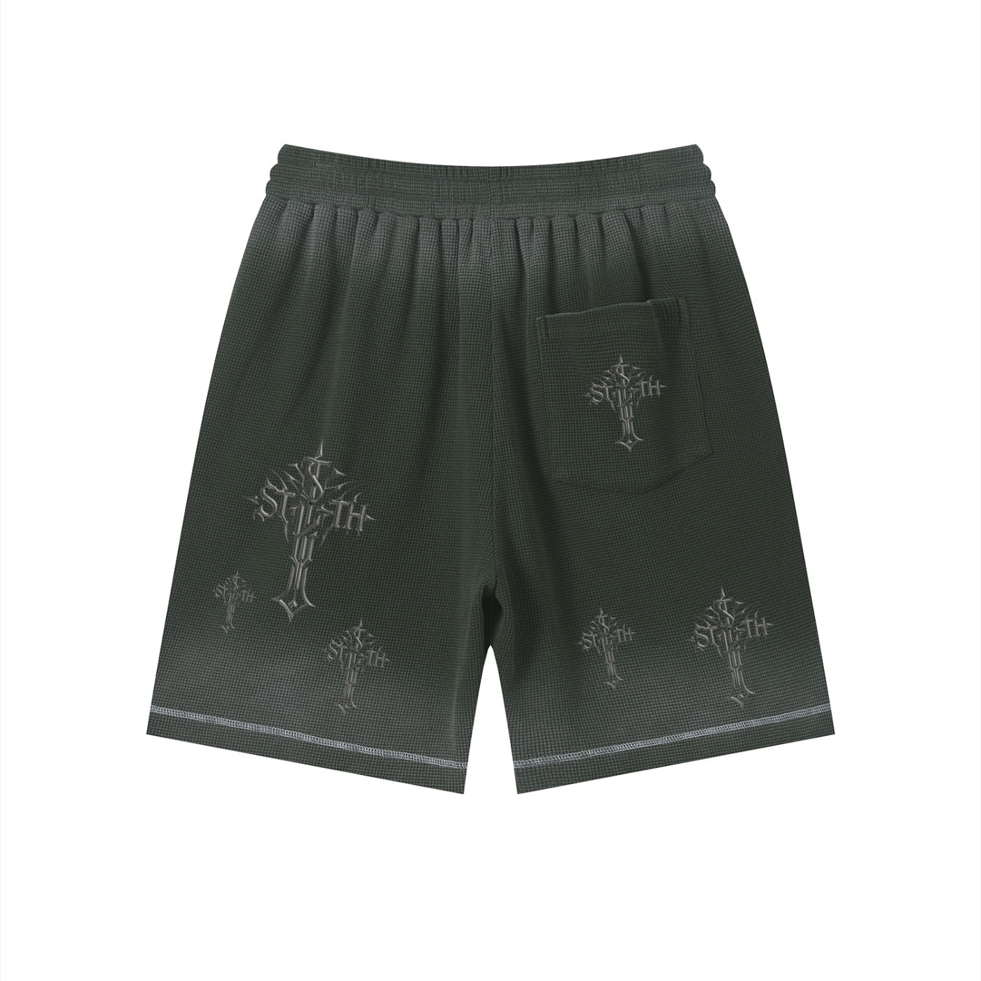 Unisex Sunfade Waffle Raw Hem Shorts