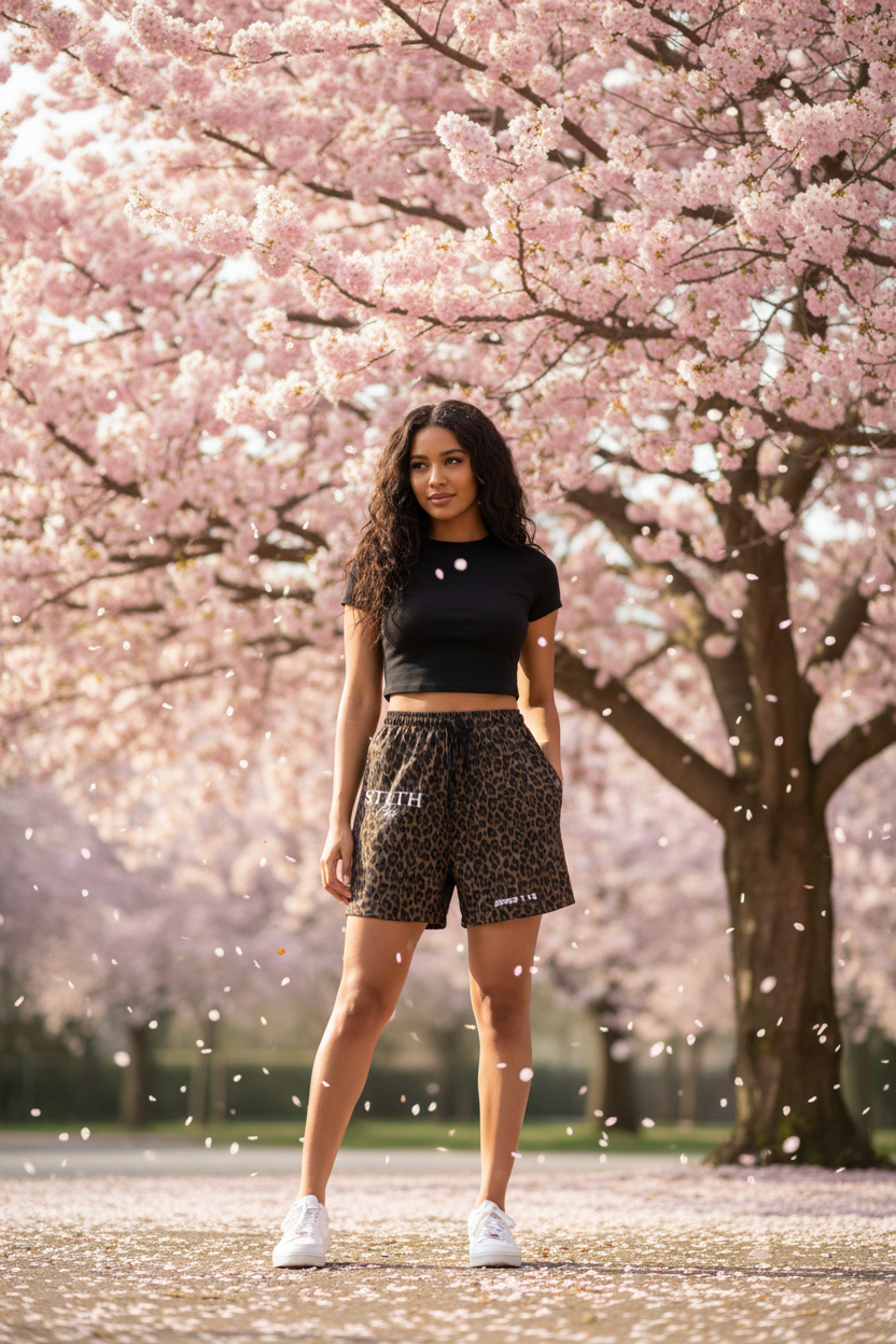 Unisex Leopard Drawstring Shorts