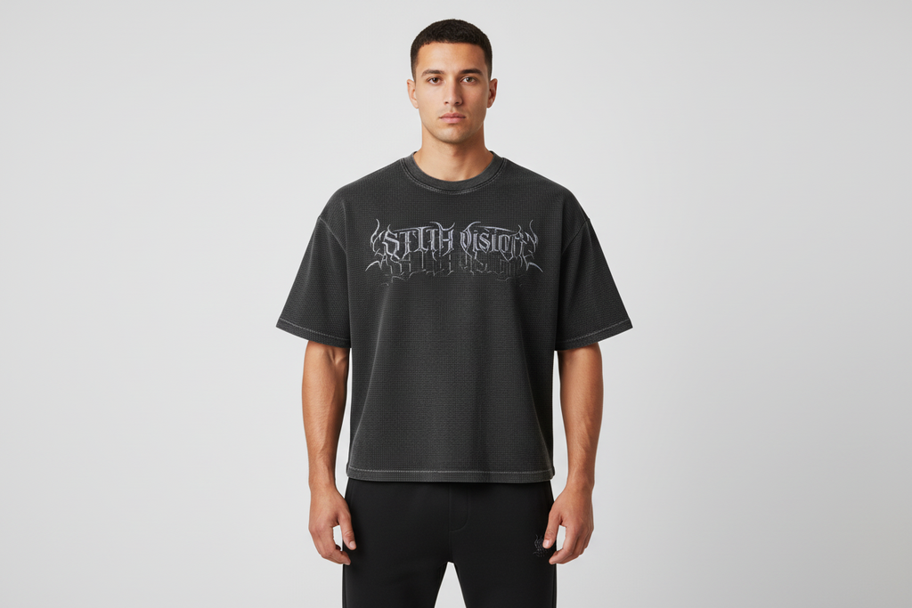 Textured Waffle Washed Boxy T-Shirt