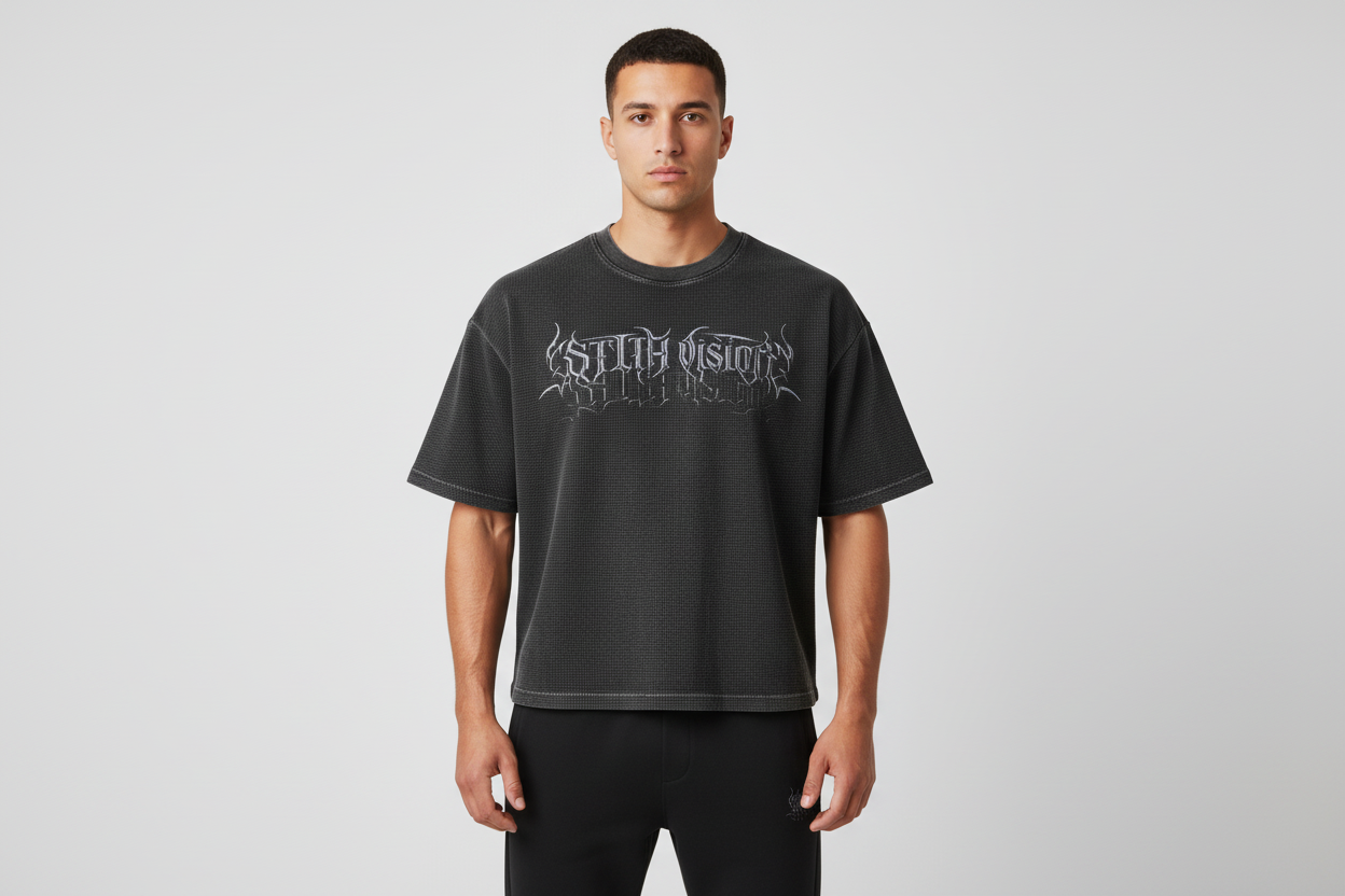 Textured Waffle Washed Boxy T-Shirt