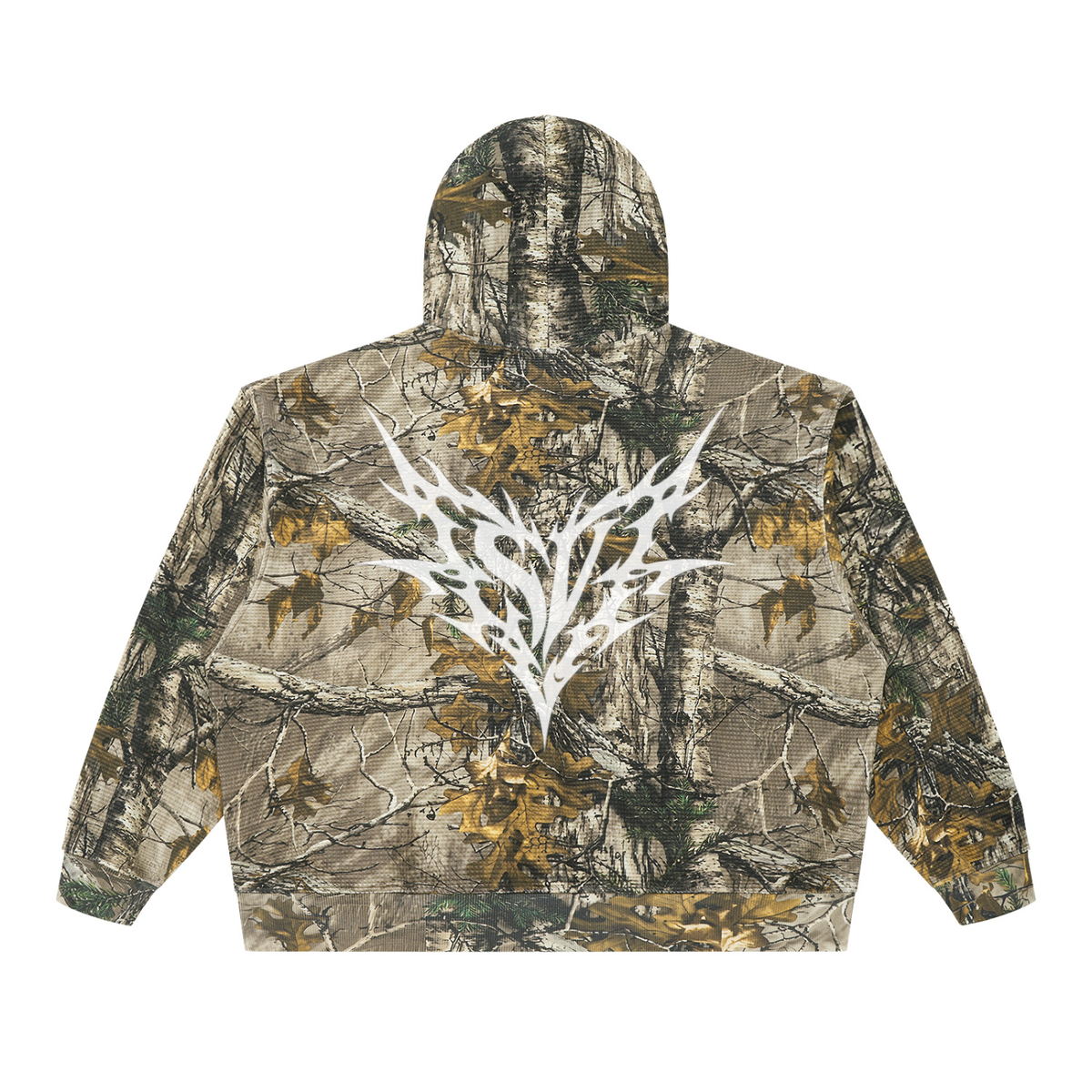 White Waffle Tree Camo Boxy Hoodie