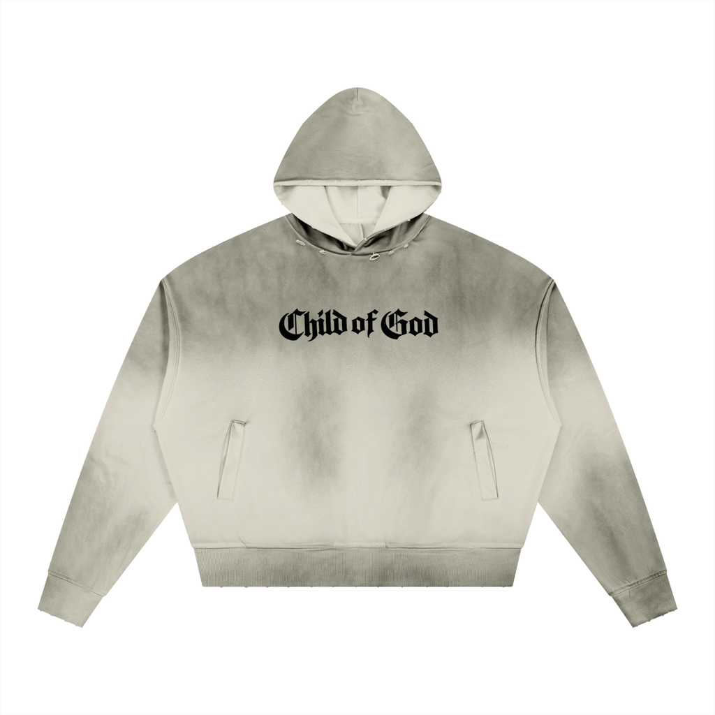 Unisex Sunfade Distressed Boxy Hoodie