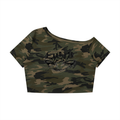 Women's Camo Off-Shoulder Crop T-Shirt
