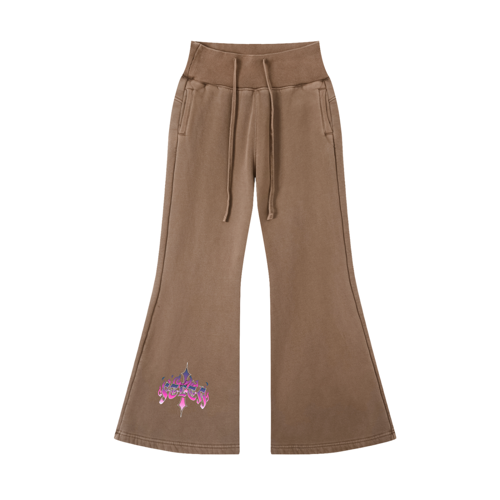 Vintage Washed Flared Fleece Pants