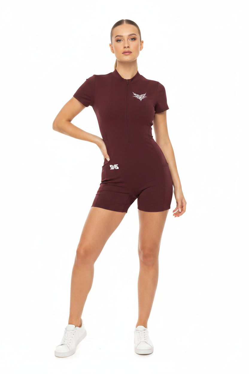 Women's Quarter-Zip Short Sleeve Romper
