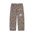 Unisex Vintage Wash Leopard Wide Leg Jeans