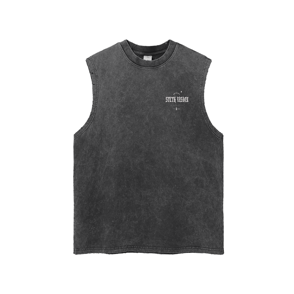 Snow Washed Frayed Hem Tank Top