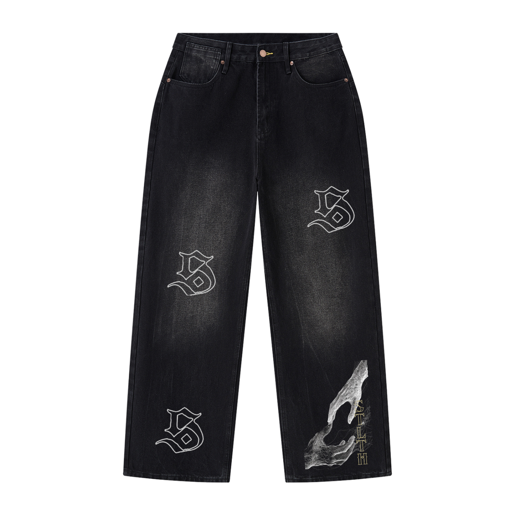 Men's Vintage Wash Wide Leg Jeans