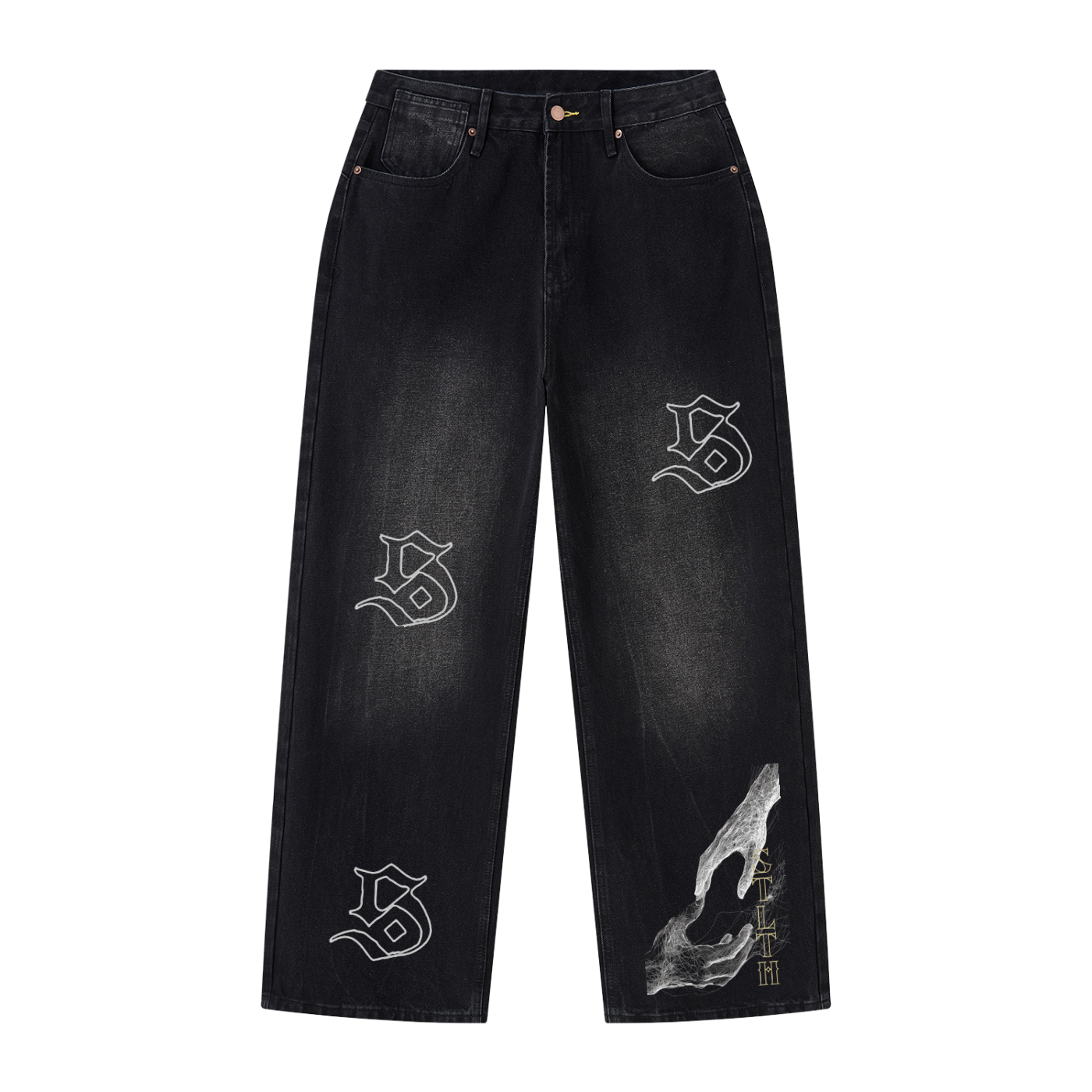 Men's Vintage Wash Wide Leg Jeans