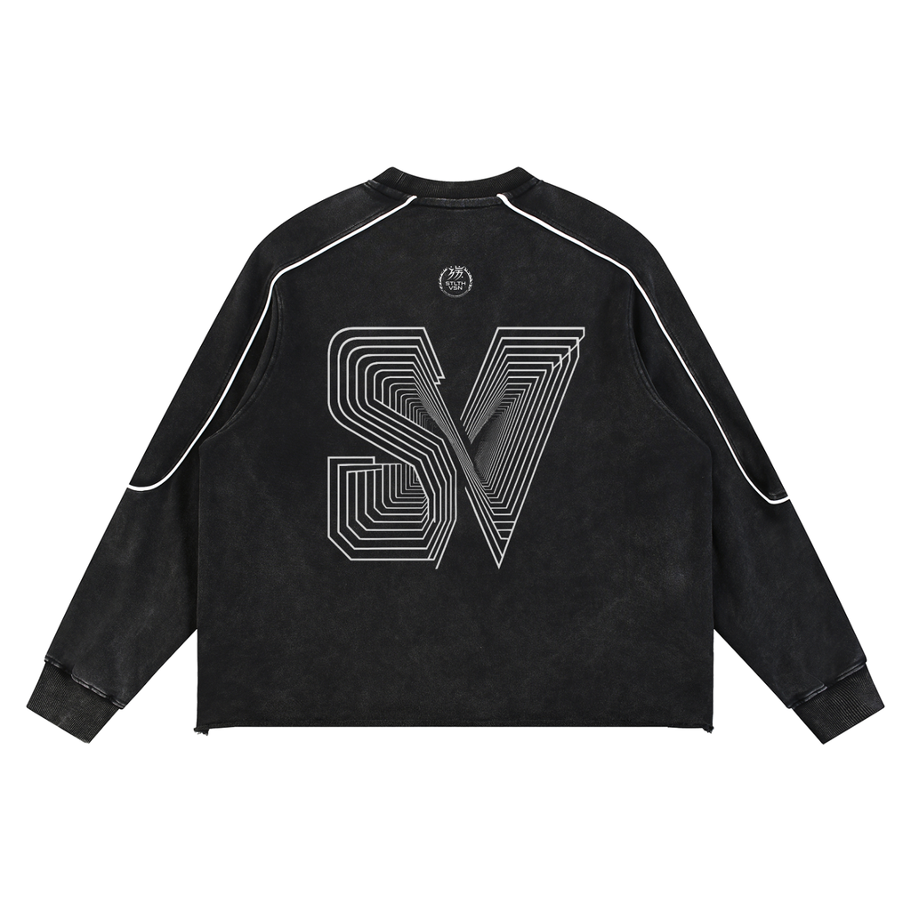 Mineral Wash Piping Raw Hem Sweatshirt