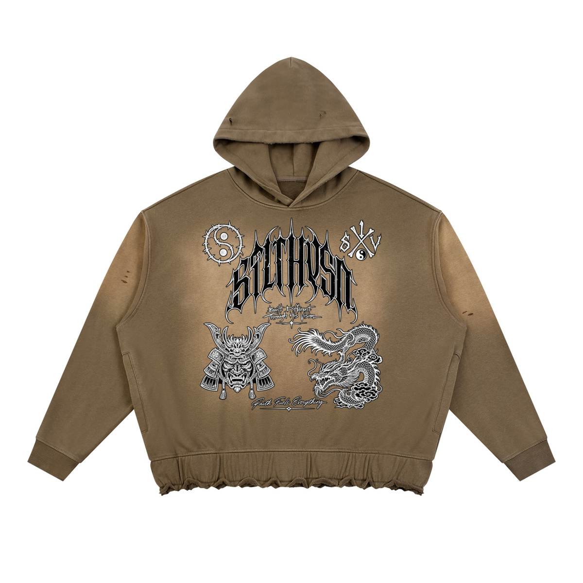 Tranquil Sunfade Ripped Boxy Hoodie