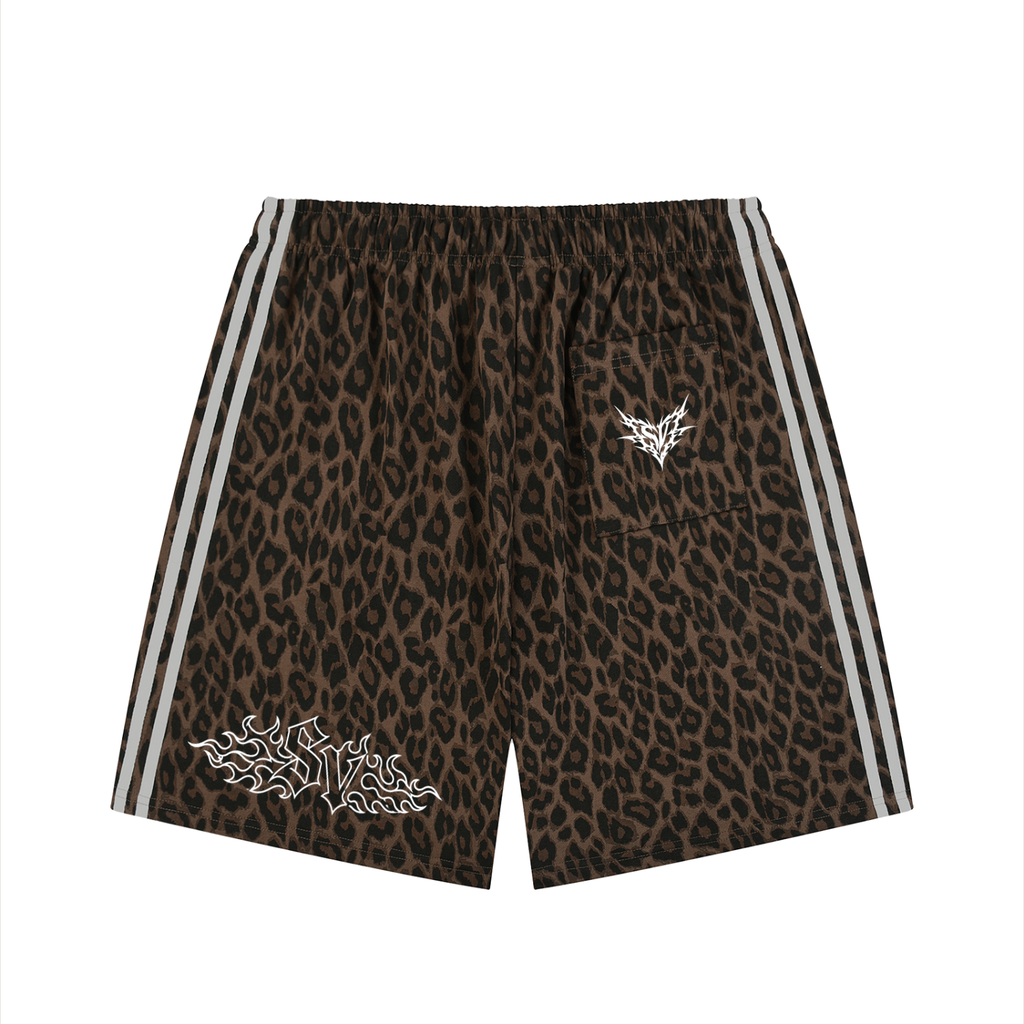 Unisex Leopard Drawstring Shorts