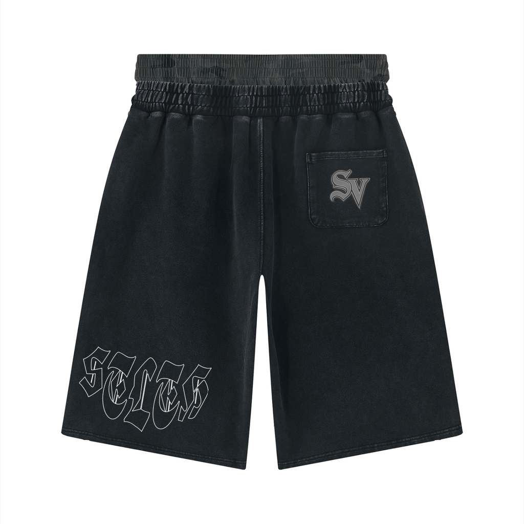 Unisex Vintage Wash Distressed Wide Leg Shorts