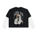 Layered Contrast Sleeve Cotton T-Shirt