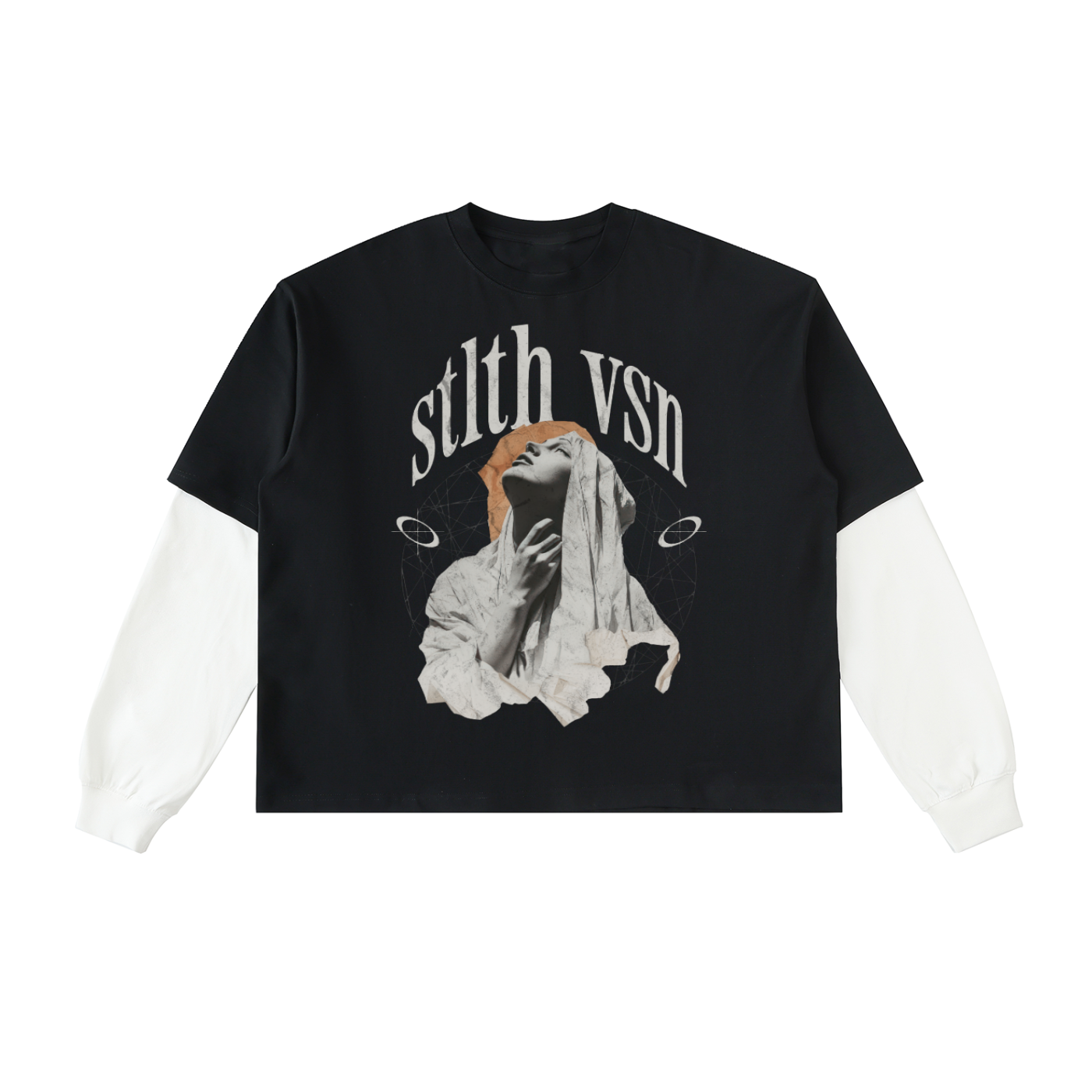 Layered Contrast Sleeve Cotton T-Shirt