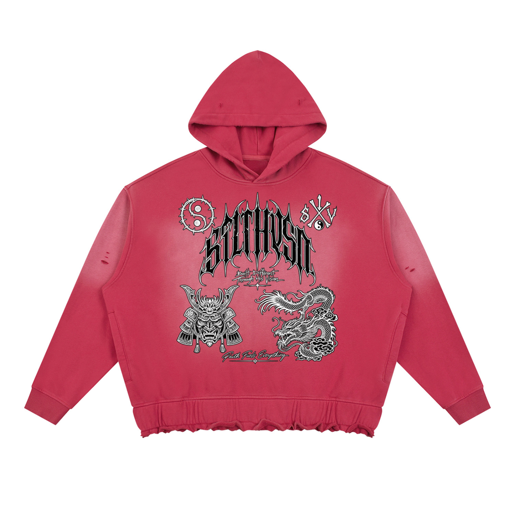 Tranquil Sunfade Ripped Boxy Hoodie