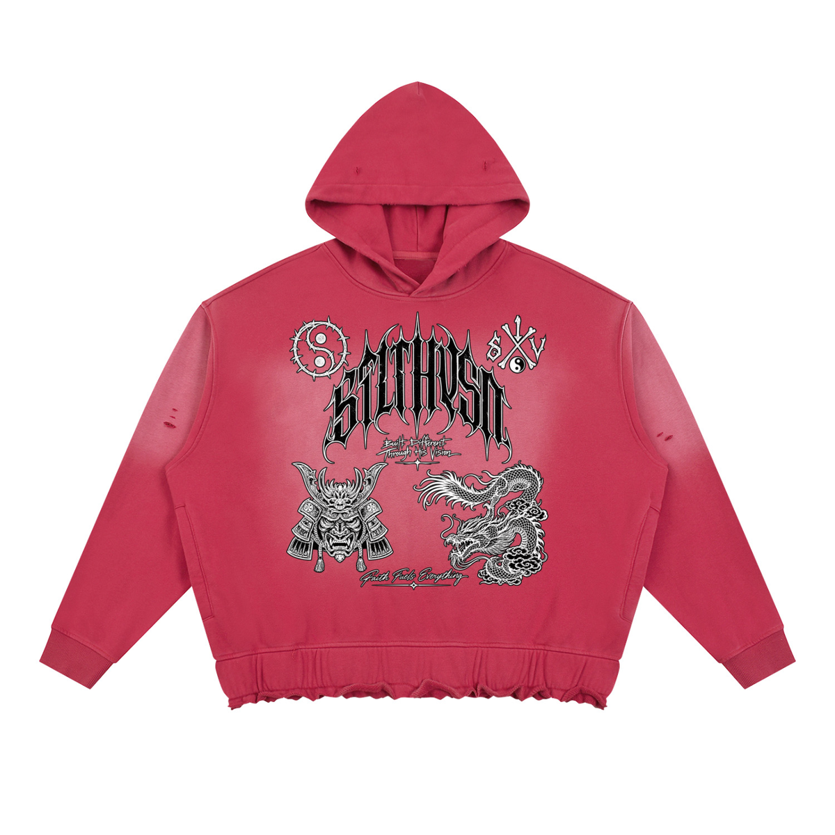 Tranquil Sunfade Ripped Boxy Hoodie