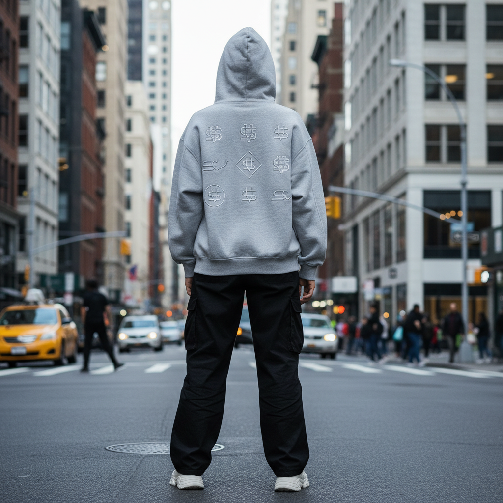 Contrast-Stitched Boxy Fleece Zip Hoodie