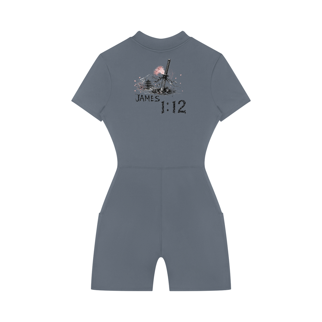 Women's Quarter-Zip Short Sleeve Romper