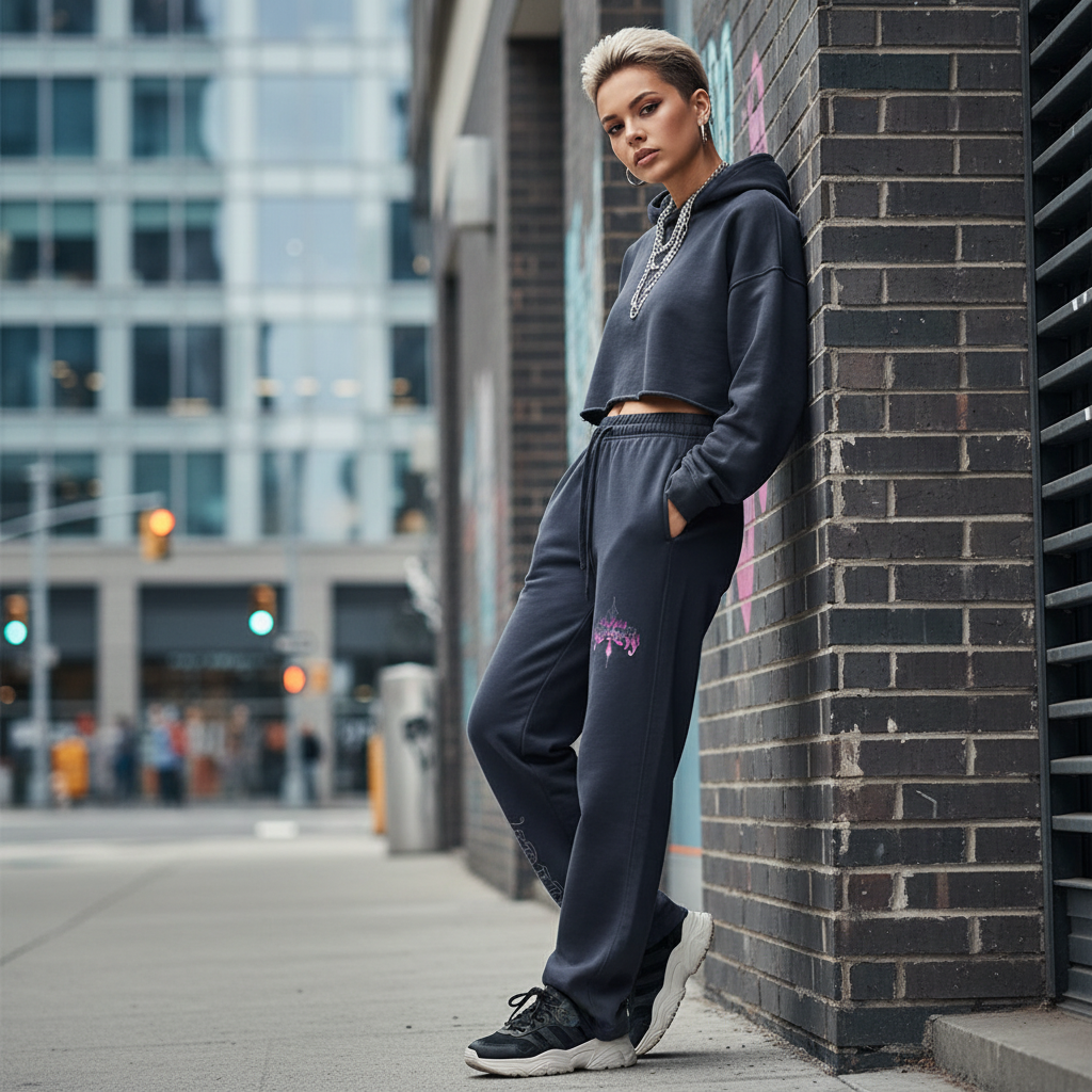 Vintage Washed Gradient Straight-Leg Sweatpants