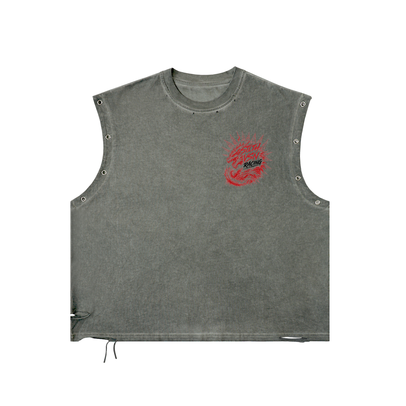 Distressed Grommet Eyelet Tank Top